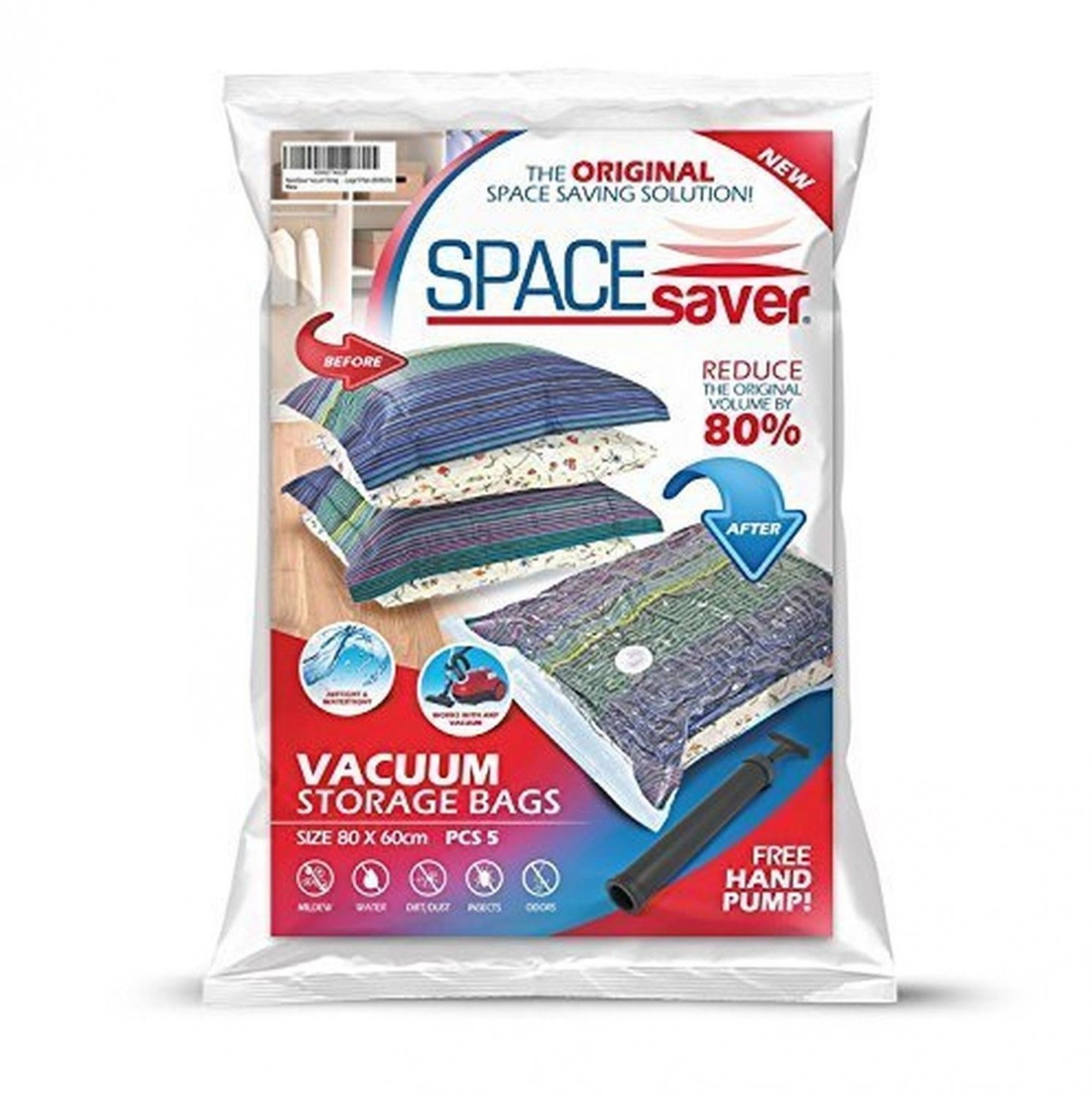 Premium Vacuum Storage Bags Work With Any Vacuum Cleaner 5 Pack Large Size Bags