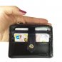 Wallet Credit Card Case with ID Window Zipper Holder Purse Leather Debit Black