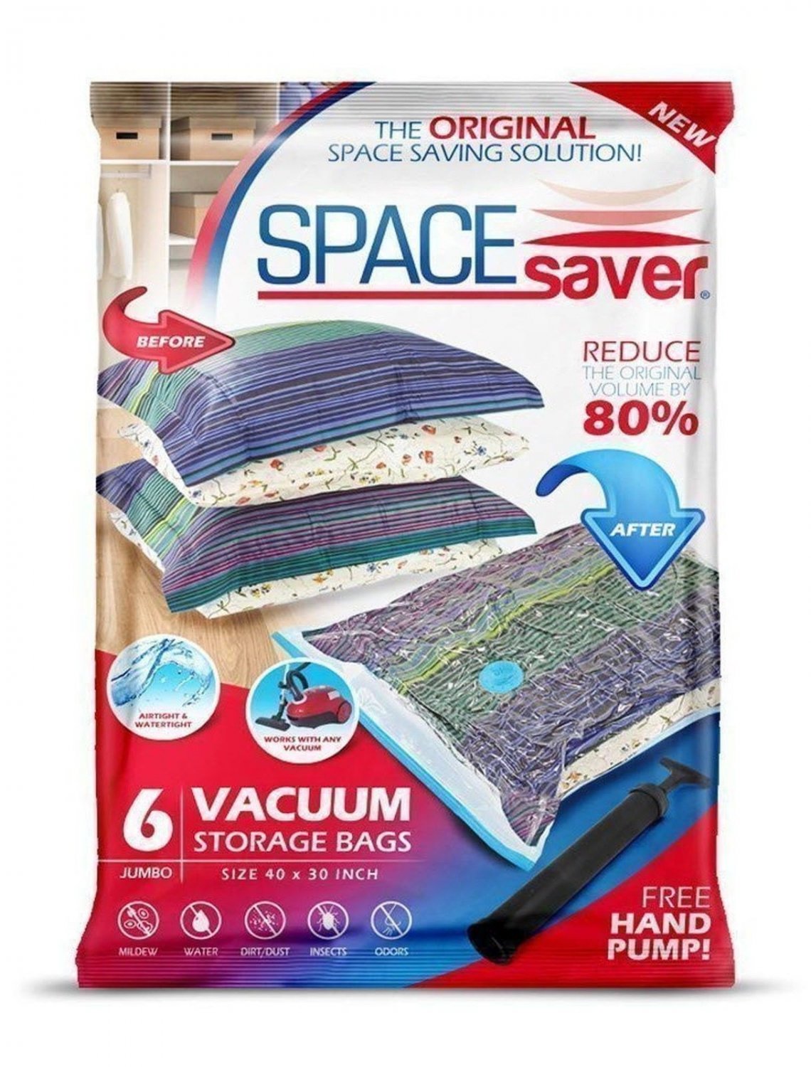 Premium Vacuum Storage Bags Work With Any Vacuum Cleaner 5 Pack Jumbo Size Bags