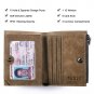 Leather Wallet Trifold for Men Credit Card Protector Vintage Khaki 8 Card Slots