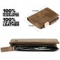Leather Wallet Trifold for Men Credit Card Protector Vintage Khaki 8 Card Slots
