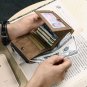 Leather Wallet Trifold for Men Credit Card Protector Vintage Khaki 8 Card Slots