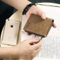 Leather Wallet Trifold for Men Credit Card Protector Vintage Khaki 8 Card Slots