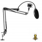 Audio Complete Set Microphone Suspension Scissor Stand Round Wind Pop Filter