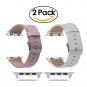Watch Band for Apple Watch Light White Pink Leather Watch Strap Wrist 2 Pack