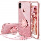 iPhone X Case Glitter iPhone X Case for Women with Kickstand Cute Kickstand Rose