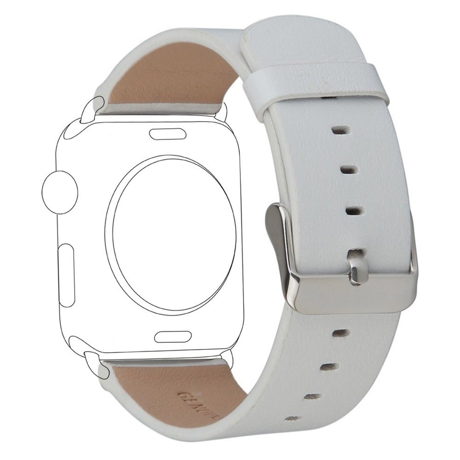 Watch Band for Apple Watch Light White Color Leather Watch Band Strap Wrist Clas