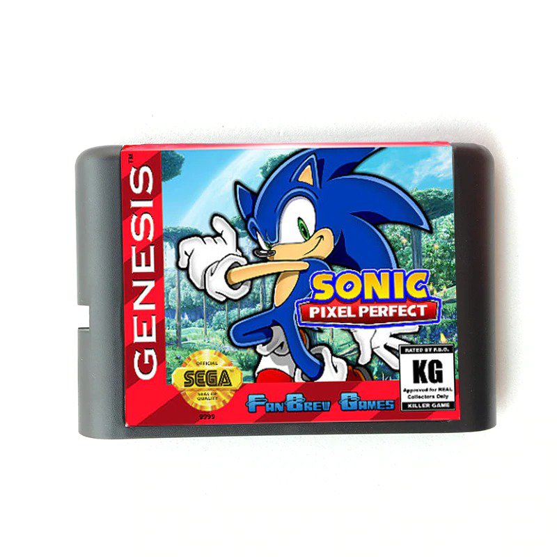 Sonic Pixel Perfect 16-Bit Fits Sega Genesis Mega Drive Game Repro