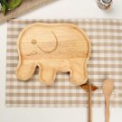 Rubber Wood Babies Plates, Kids' Dinner Tray, Cartoon Baby Children Elephant Dishes