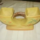 1950's roseville pottery yellow double planter/bittersweet/#858/3"