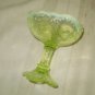 1940's Jefferson yellow green vasoline glass stemmed glass/vase