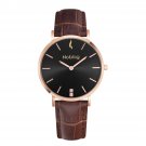 Noblag Flame Luxury Women's Watches Brown Leather Strap Black Dial 36mm