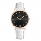 Noblag Flame Luxury Women's Watches White Leather Strap Black Dial 36mm