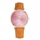 Noblag Flame Luxury Women's Watches Tan Leather Strap Pink Dial 36mm