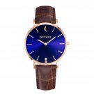 Noblag Flame Luxury Women's Watches Brown Leather Strap Blue Sunray Dial 36mm