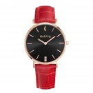 Noblag Flame Luxury Women's Watches Red Leather Strap Black Dial 36mm