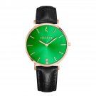 Noblag Luxury Women's Watch Black Leather Green Dial 36mm