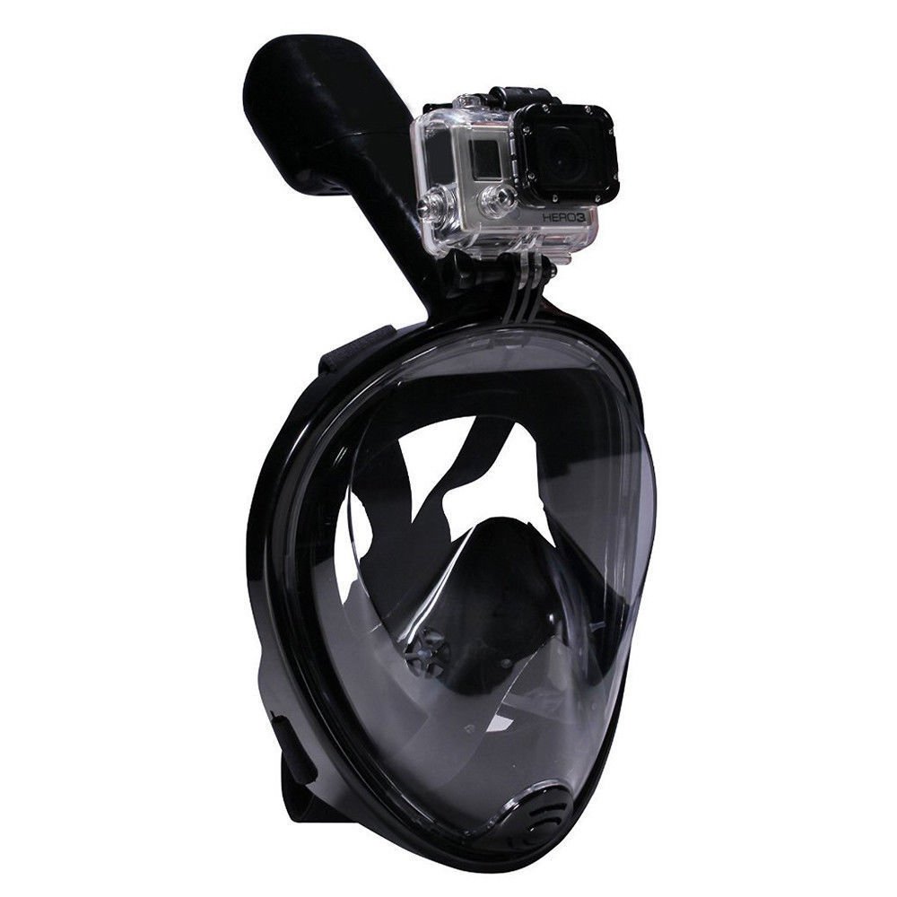S/M Swimming Full Face AntiFog Mask Surface Diving Snorkel Scuba, Black