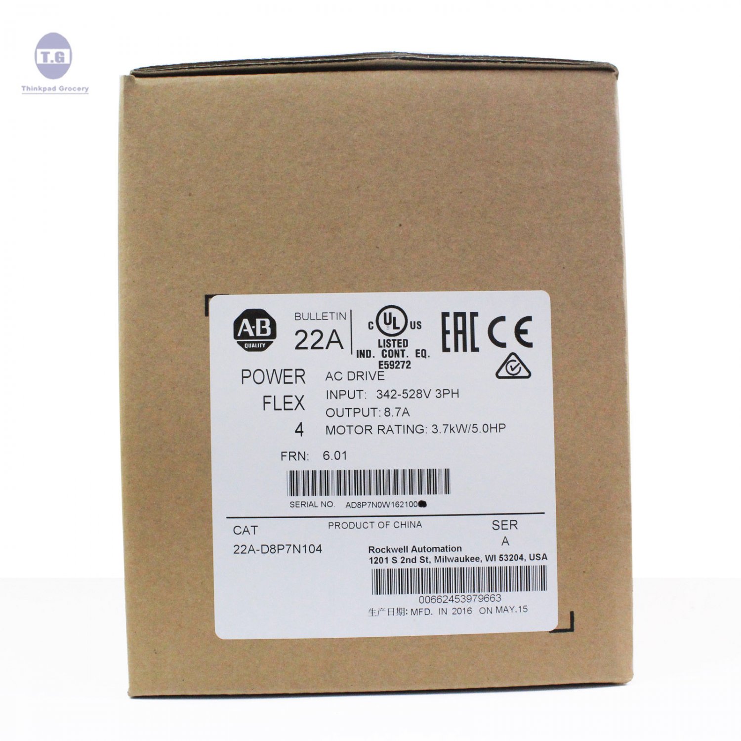 New factory sealed Allen Bradley 22AD8P7N104/A PowerFlex 4 AC Drive