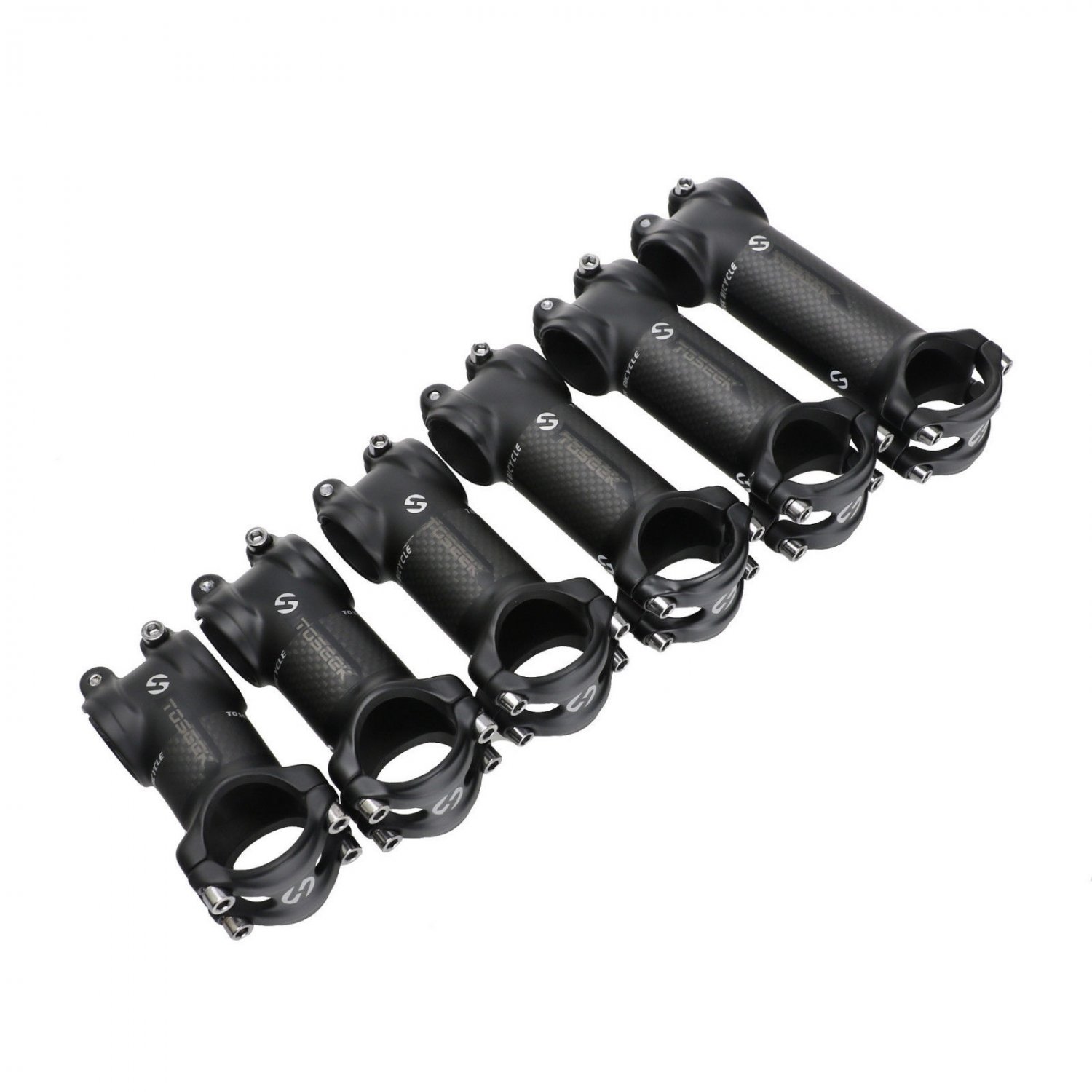 TOSEEK Aluminium + Carbon Fiber Bike 6/17 Degree Stem Bicycle Handlebar