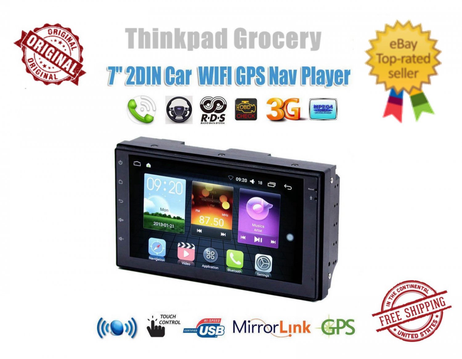 7" 2DIN Car MP5 Player Android Touch Screen HD Stereo Radio+Cam GPS WIFI BT OBD2