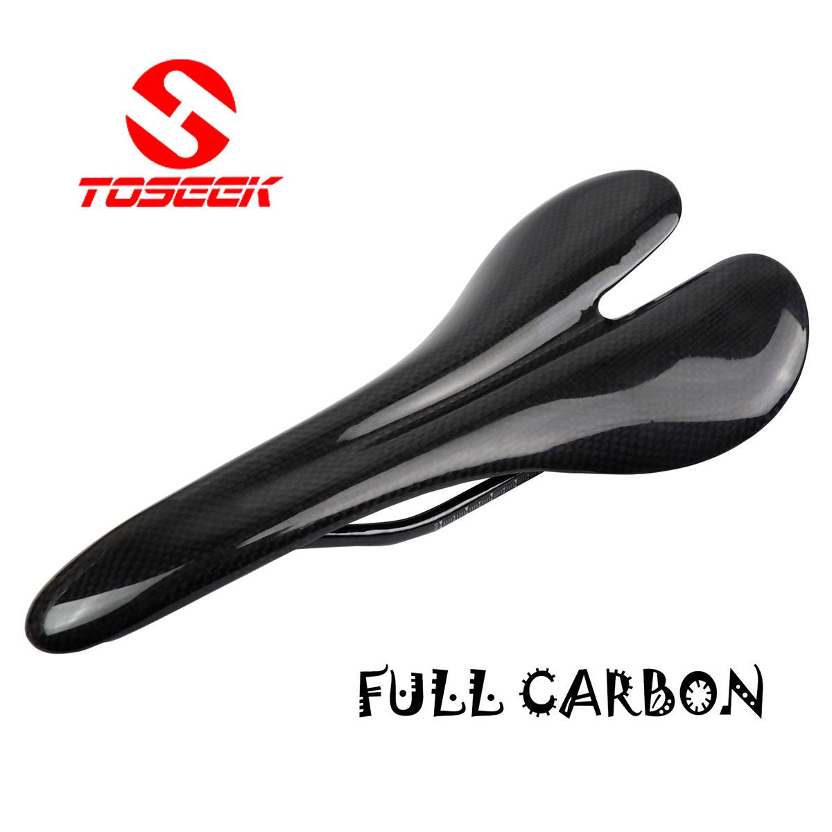 TOSEEK 3K Full Carbon Fiber Bicycle Seat Saddle With rails Matte Black 120g