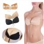 Sexy Ladies 3/4 Cup Nubra Invisible Sticky Bra Strapless Brasier Silicone Push Up Bra Cup D Black