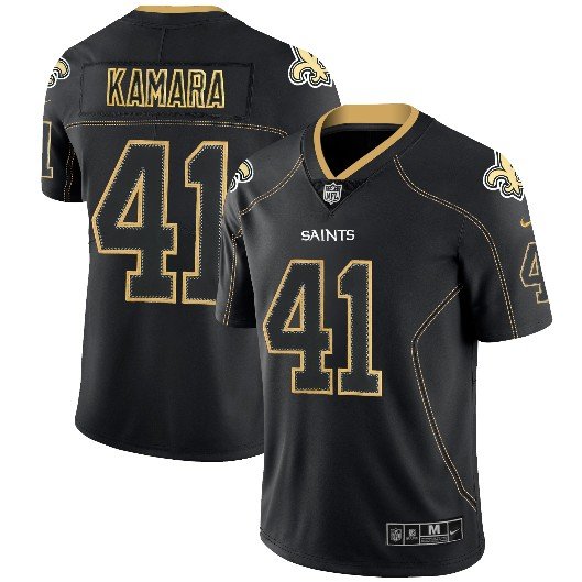 Size XL Men's Alvin Kamara #41 New Orleans Saints Limited Player Jersey Black Shadow