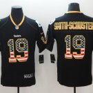 Size M Men's JuJu Smith-Schuster #19 Pittsburgh Steelers Limited Player Jersey Black National Flag