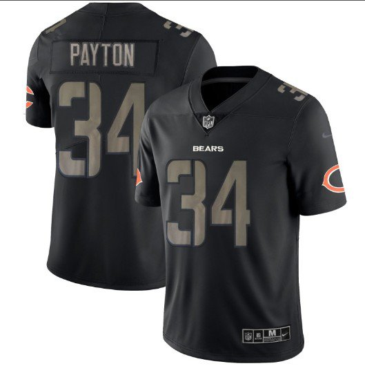 Men's Walter Payton #34 Bears Rush Limited Jersey Black Hyphenation