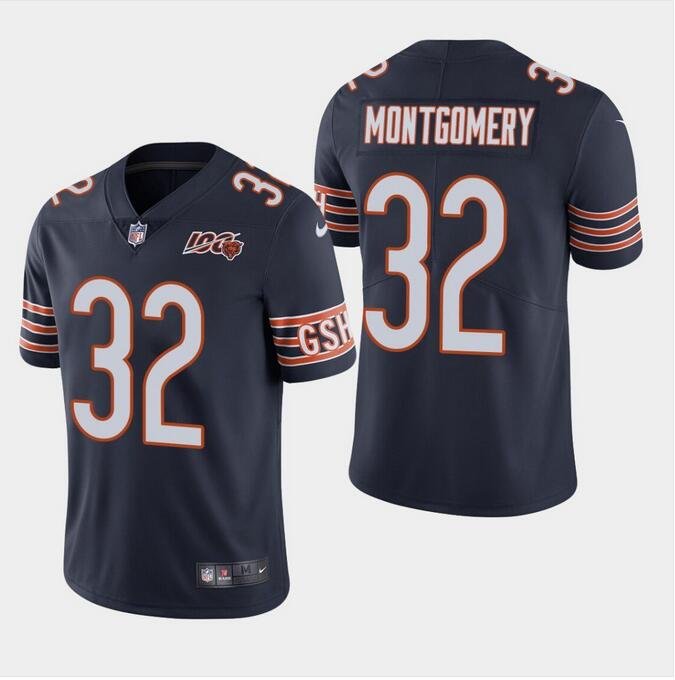 Men's David Montgomery #32 Bears 100th Season Retired Limited Player Jersey Navy