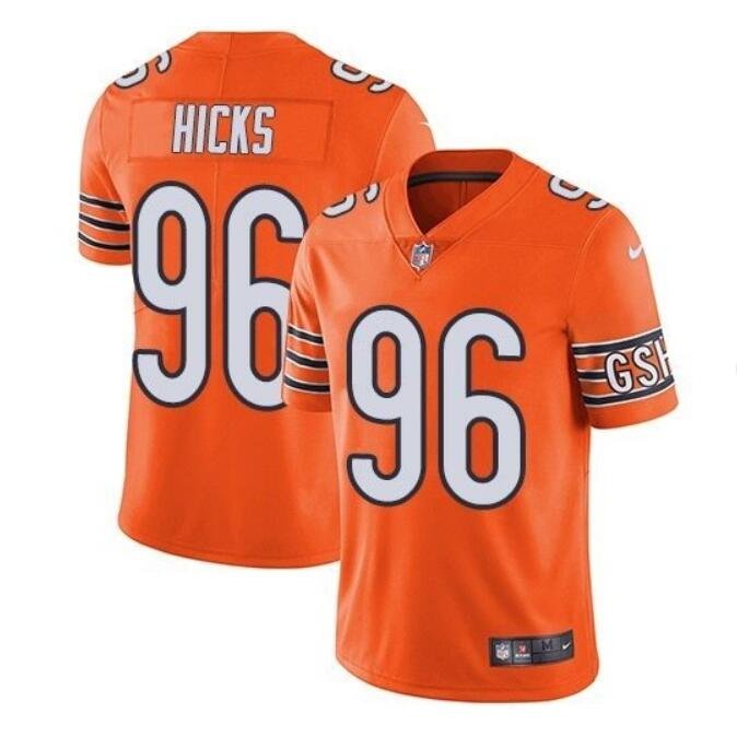 Men's Akiem Hicks #96 Bears Rush Limited Jersey Orange