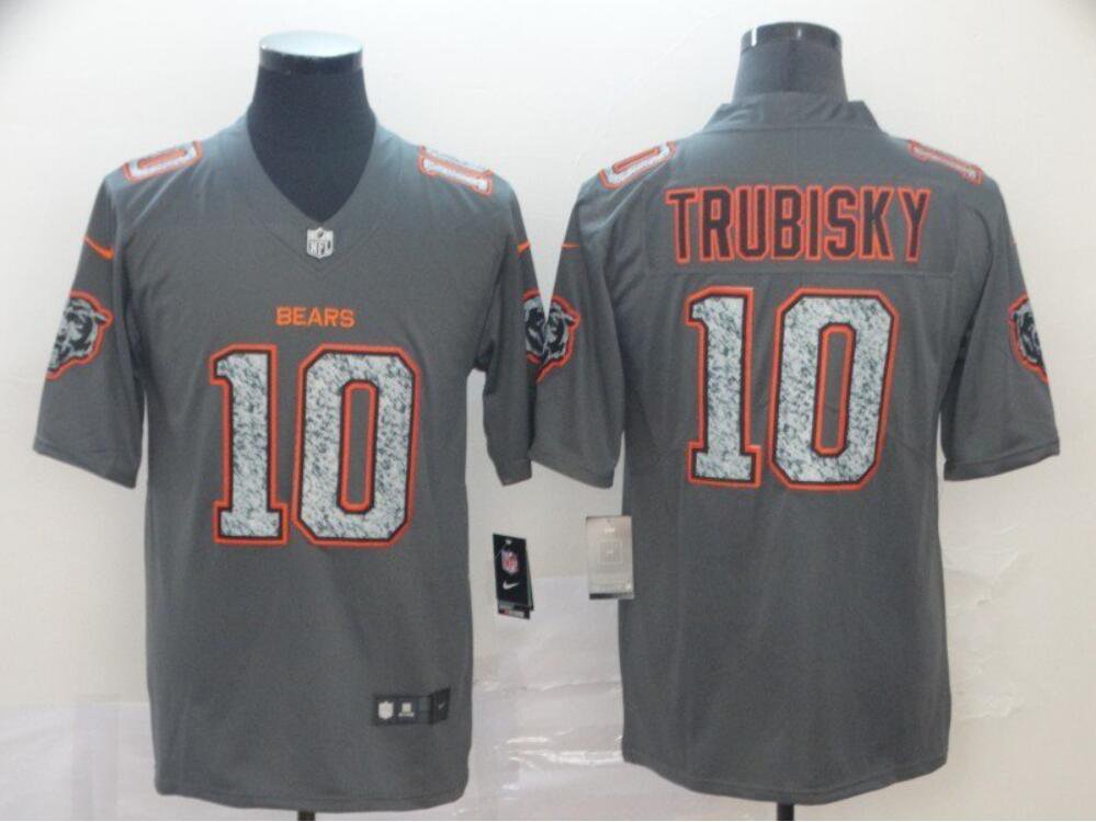 Men's Mitchell Trubisky #10 Bears Static Limited Player Jersey Gray