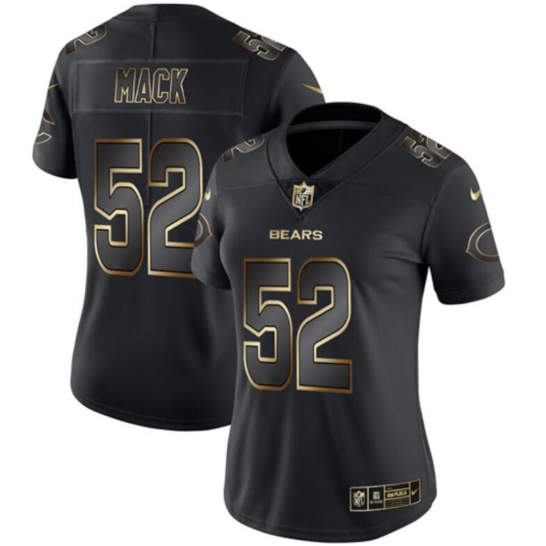 Women's Khalil Mack #52 Bears Limited Player Jersey Black Gold Edition