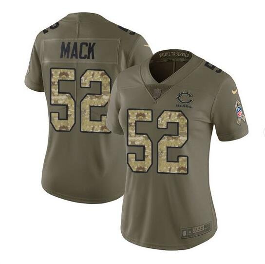 Women's Khalil Mack #52 Bears Limited Player Jersey Olive