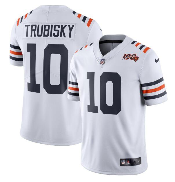 Men's Mitchell Trubisky #10 Bears 2019 100th Season Alternate Classic Limited Jersey White