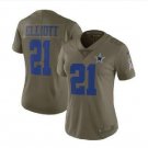 Women's Ezekiel Elliott #21 Cowboys Limited Player Jersey Olive