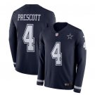 Men's Dak Prescott #4 Cowboys Therma Long Sleeve Jersey Navy
