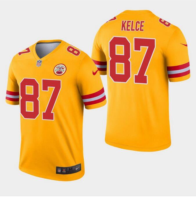 Men's Travis Kelce #87 Chiefs Inverted Legend Player Jersey Gold