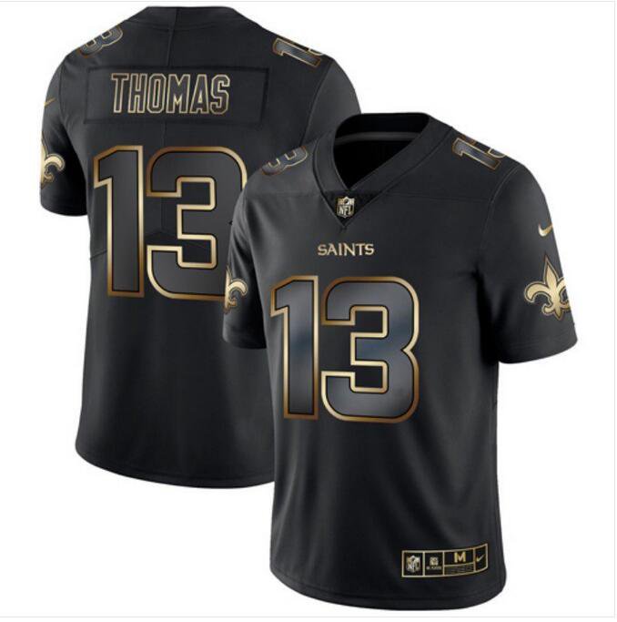 Men's Michael Thomas #13 Saints Limited Player Jersey Black Gold Edition
