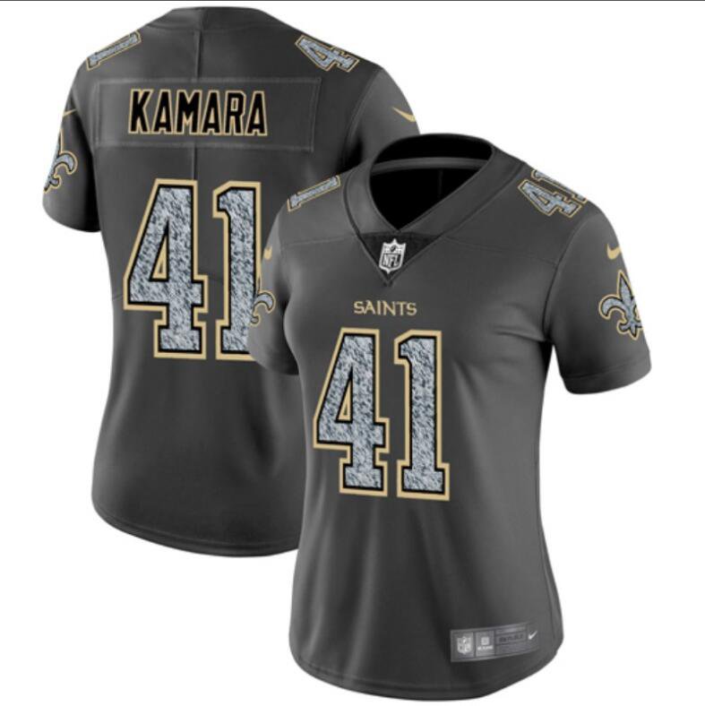 Women's Alvin Kamara #41 Saints Static Limited Player Jersey Gray