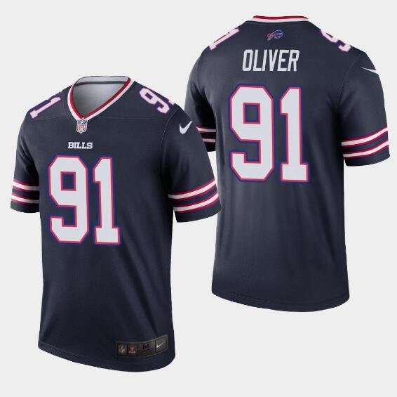Men's Ed Oliver #91 Bills Inverted Legend Player Jersey Navy
