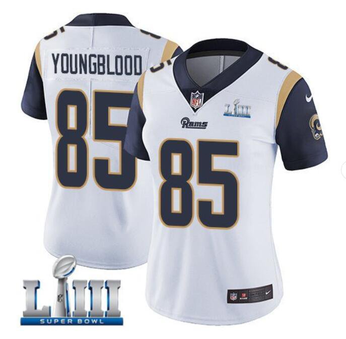 Women's Jack Youngblood #85 Rams Super Bowl LIII Limited Player Jersey White