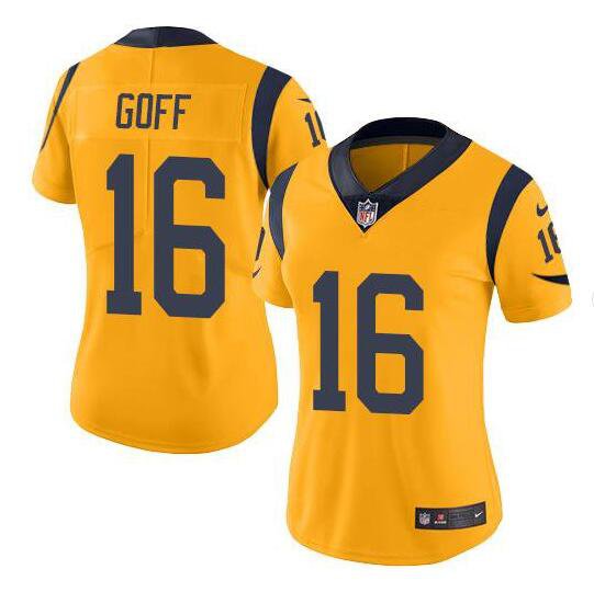 Women's Jared Goff #16 Rams Limited Player Jersey Gold