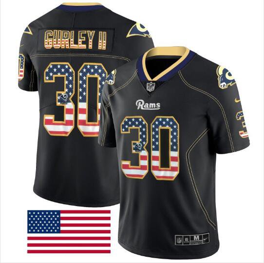 Men's Todd Gurley II #30 Rams Limited Player Jersey Black USA Flag