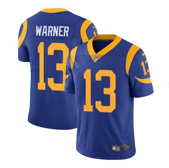 Men's Kurt Warner #13 Rams Limited Player Jersey Royal