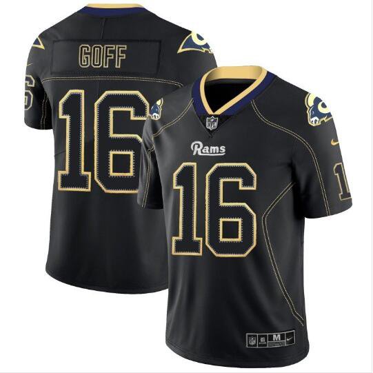 Men's Jared Goff #16 Rams Limited Player Jersey Black Shadow