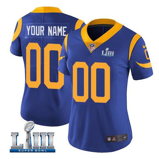 Custom Women's Rams Super Bowl LIII Limited Jersey Royal