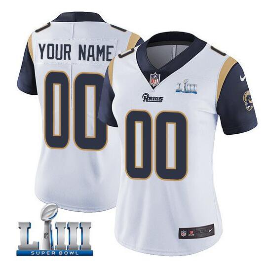 Custom Women's Rams Super Bowl LIII Limited Jersey White