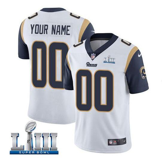 Custom Men's Rams Super Bowl LIII Limited Jersey White